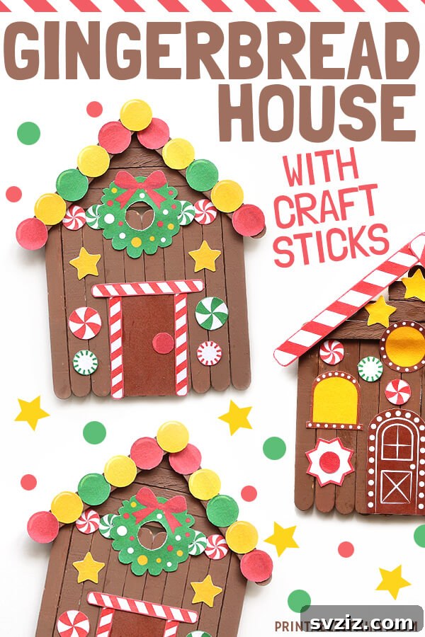 No-Mess Popsicle Stick Gingerbread Houses for Kids