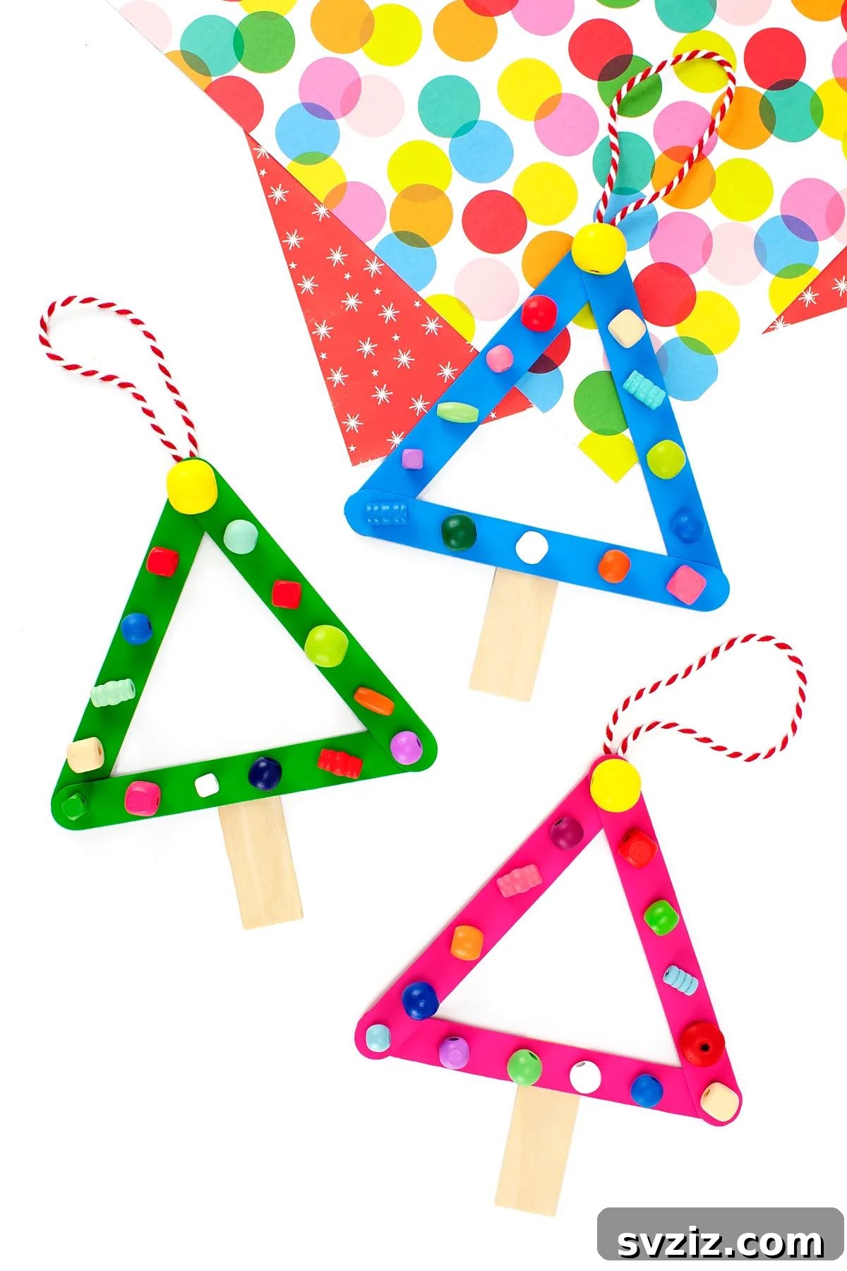Colorful Popsicle Stick Christmas Trees for Kids' Craft