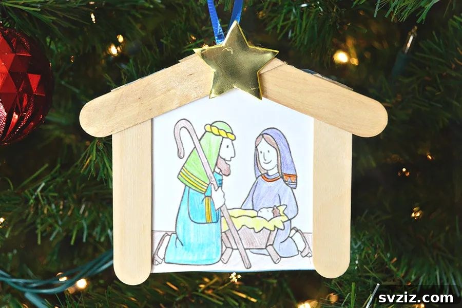 Simple Nativity Ornaments with Popsicle Sticks for Kids