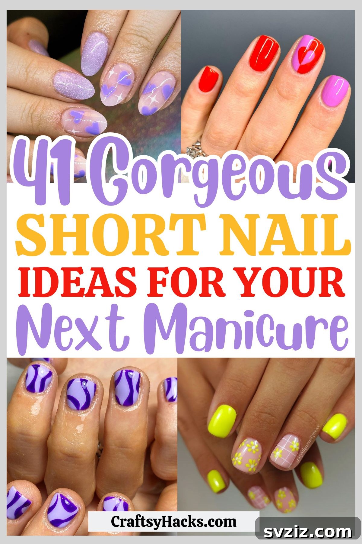 Collection of cute short nail design ideas showcasing various styles and colors