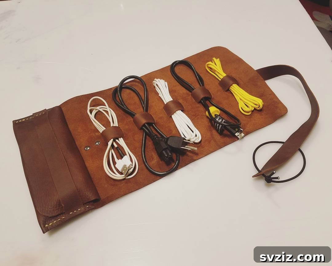  Leather Pouch Cable Organizer