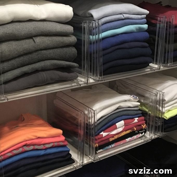 Smart Solutions for Shirt Storage 5 Clear Acrylic Bins for Visible Shirt Storage