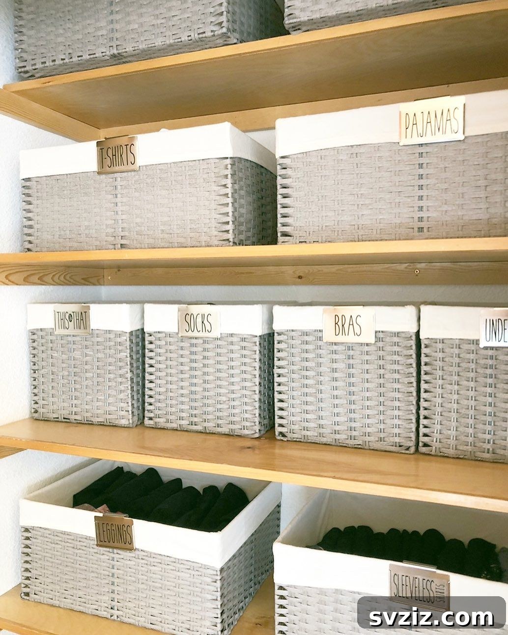 17 Genius Strategies for a Perfectly Organized Closet 13 woven baskets