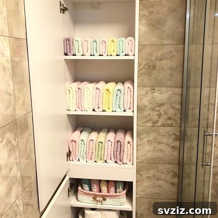 Transform Your Linen Closet: 21 Smart Storage Hacks 12 Folded & Color Coded Towels