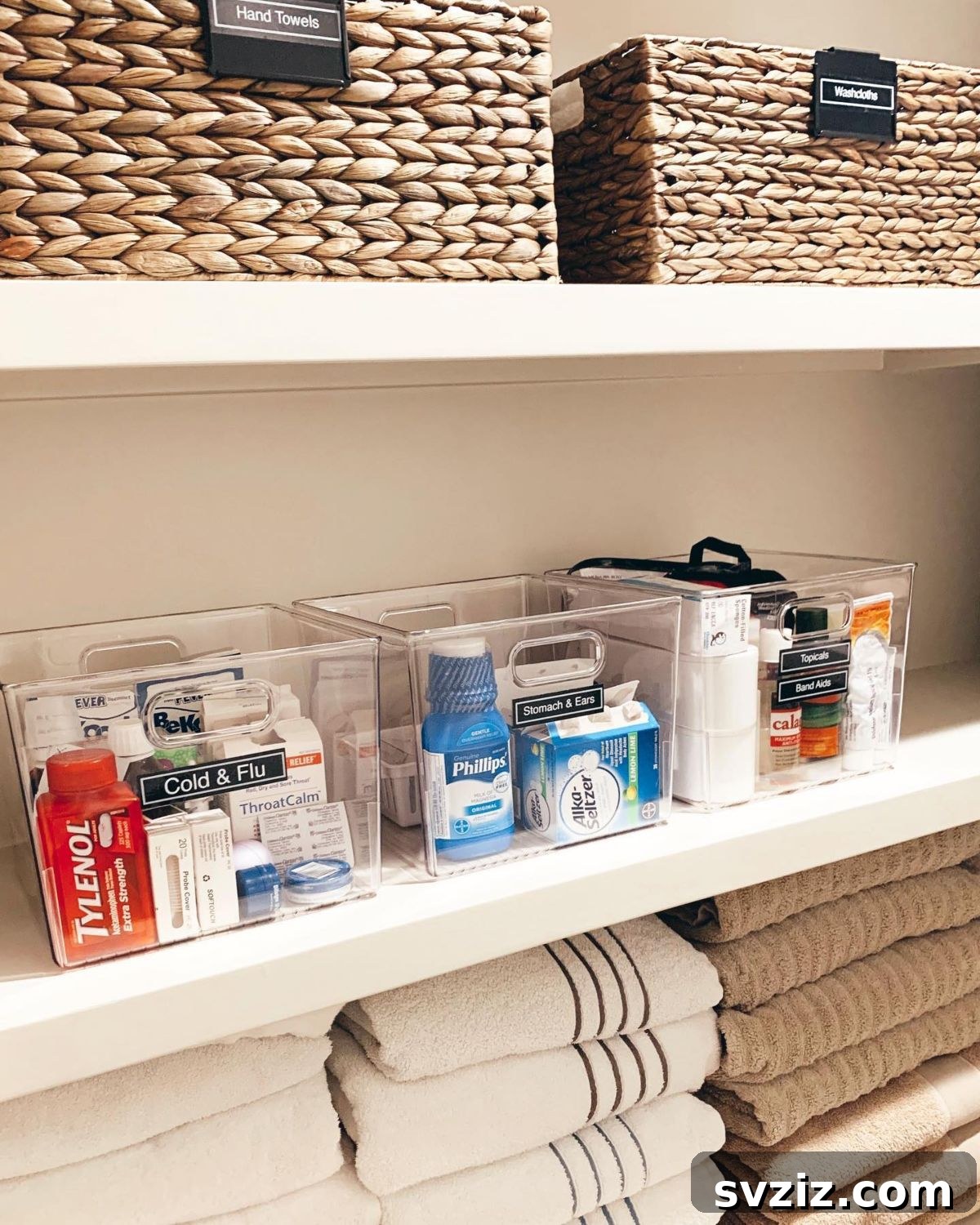 Transform Your Linen Closet: 21 Smart Storage Hacks 17 clear acrylic boxes