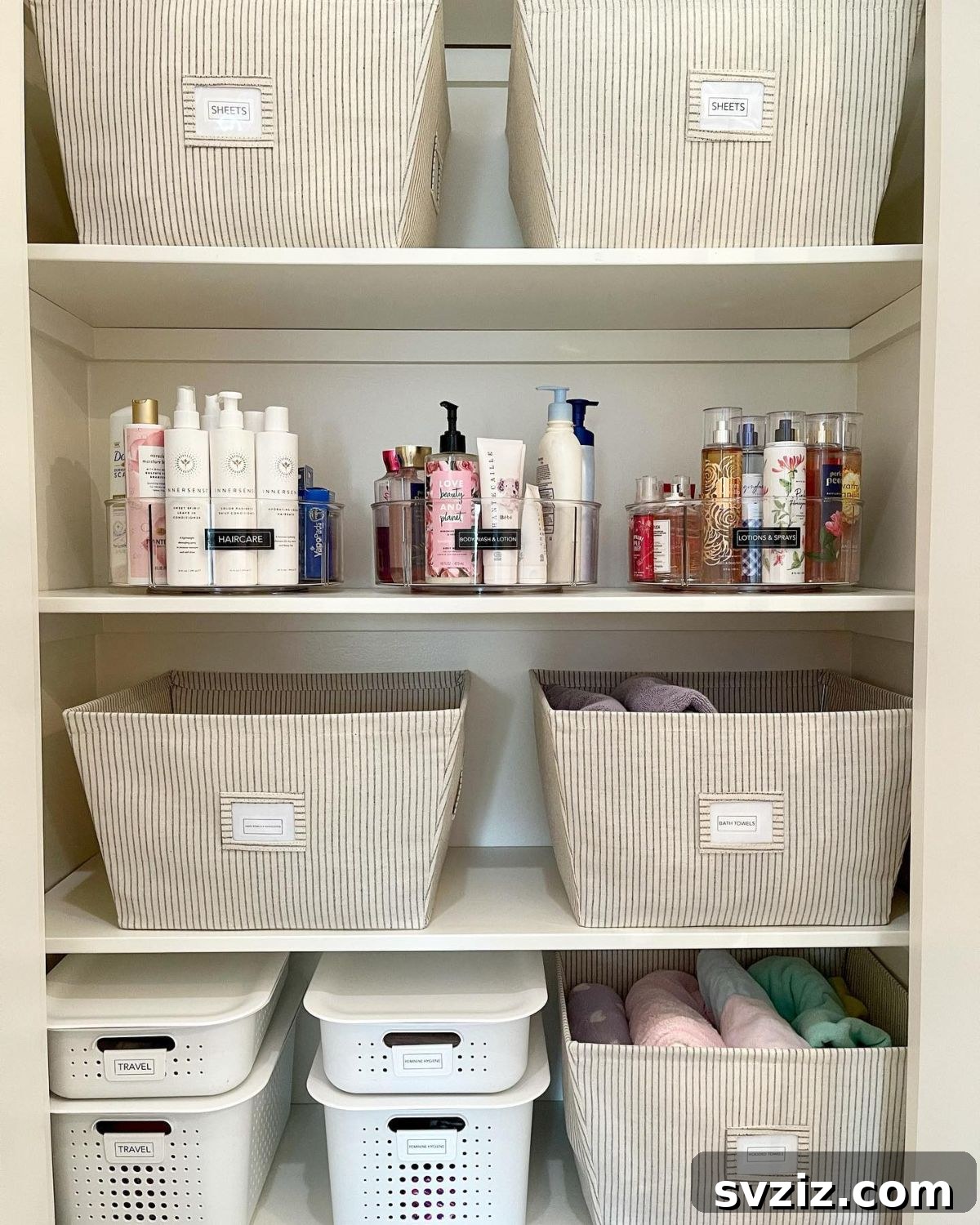 Transform Your Linen Closet: 21 Smart Storage Hacks 20 turntable organizers