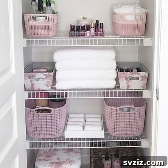 Transform Your Linen Closet: 21 Smart Storage Hacks 4 decorative bins