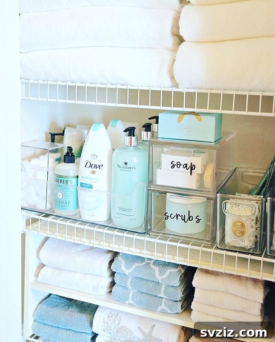 Transform Your Linen Closet: 21 Smart Storage Hacks 5 clear acrylic bins