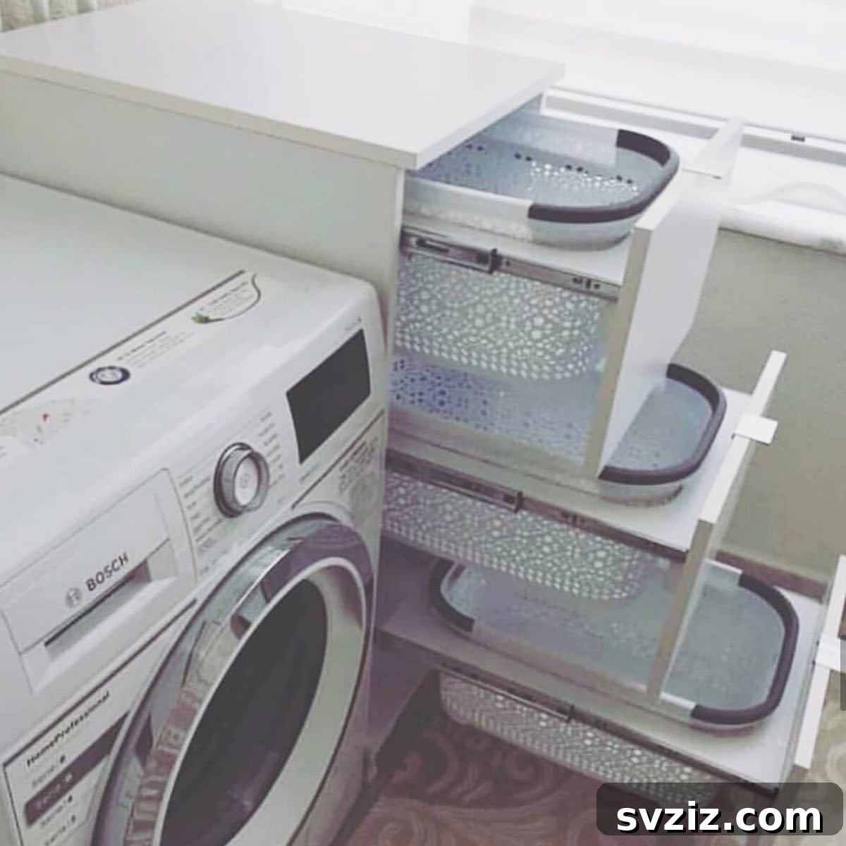 Tiny Laundry Room Triumph: Smart Storage Secrets 17 pull out drawers