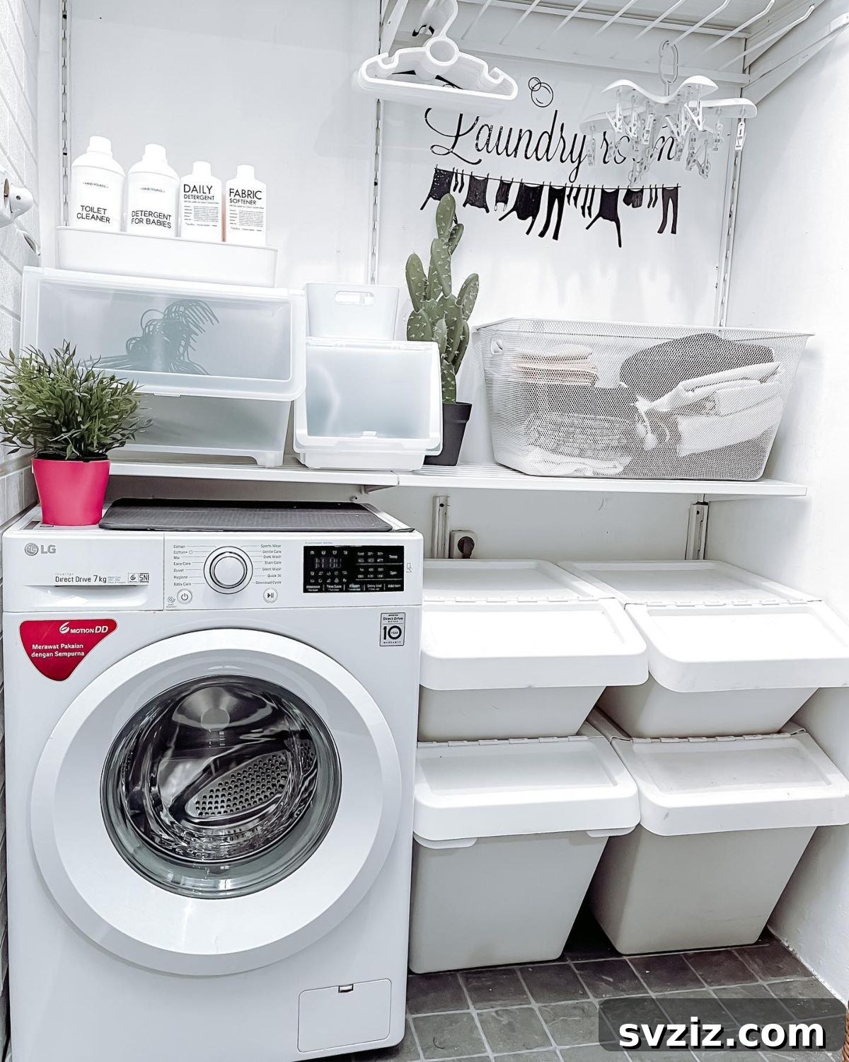 Tiny Laundry Room Triumph: Smart Storage Secrets 4 plastic bins