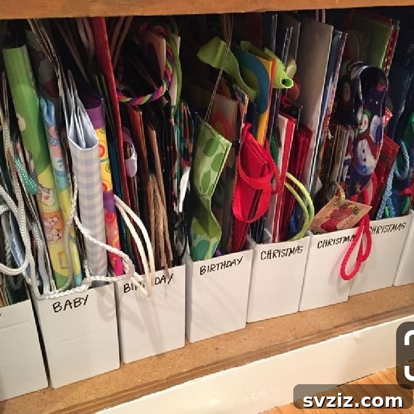 20 Surprising Dollar Store Magazine Holder Hacks 12 gift bag organization with magazine holders