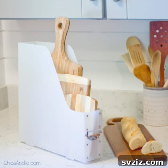 20 Surprising Dollar Store Magazine Holder Hacks 14 Cutting Board Cache with Magazine Holders