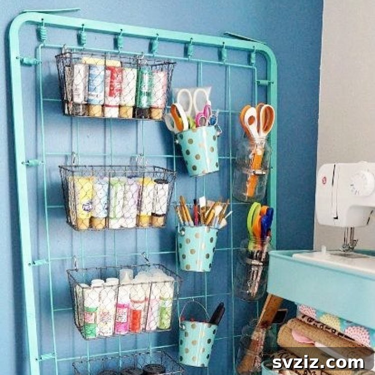 Streamline Your Studio: Clever Paint Storage Solutions 15 Upcycled Crib Spring Frame for Craft Storage
