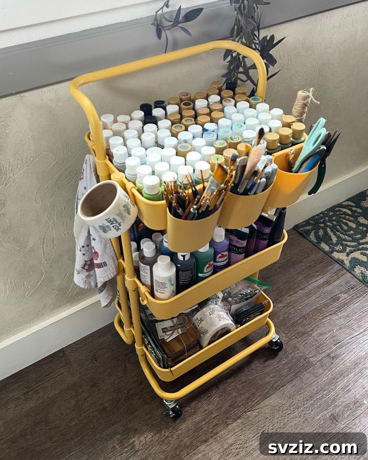 Streamline Your Studio: Clever Paint Storage Solutions 16 Mobile Three-Tier Cart for Paint Storage