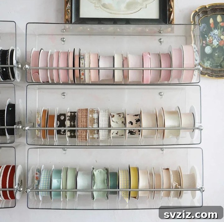 21 Genius Ribbon Organizing Solutions 13 Acrylic Wall-Mounted Rack