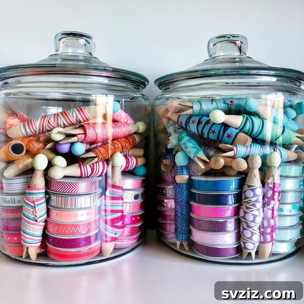 21 Genius Ribbon Organizing Solutions 3 ribbon spool jars