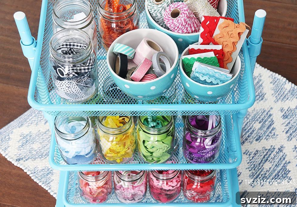 21 Genius Ribbon Organizing Solutions 8 Ribbon Cart