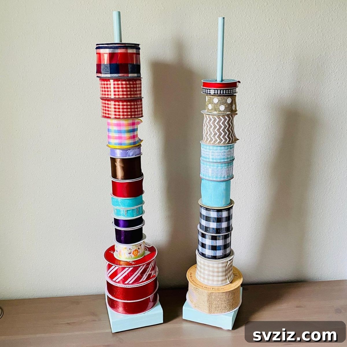 21 Genius Ribbon Organizing Solutions 10 Curtain Rod Ribbon Towers