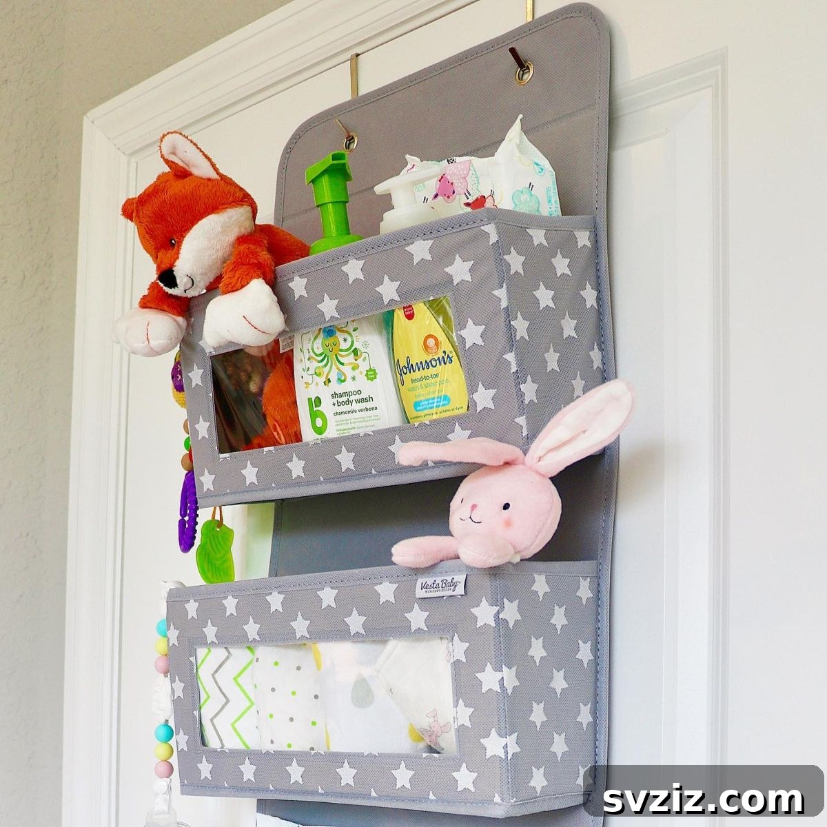 17 Ingenious Hanging Organizers to Maximize Vertical Space 4 Over-the-door nursery baby organizer