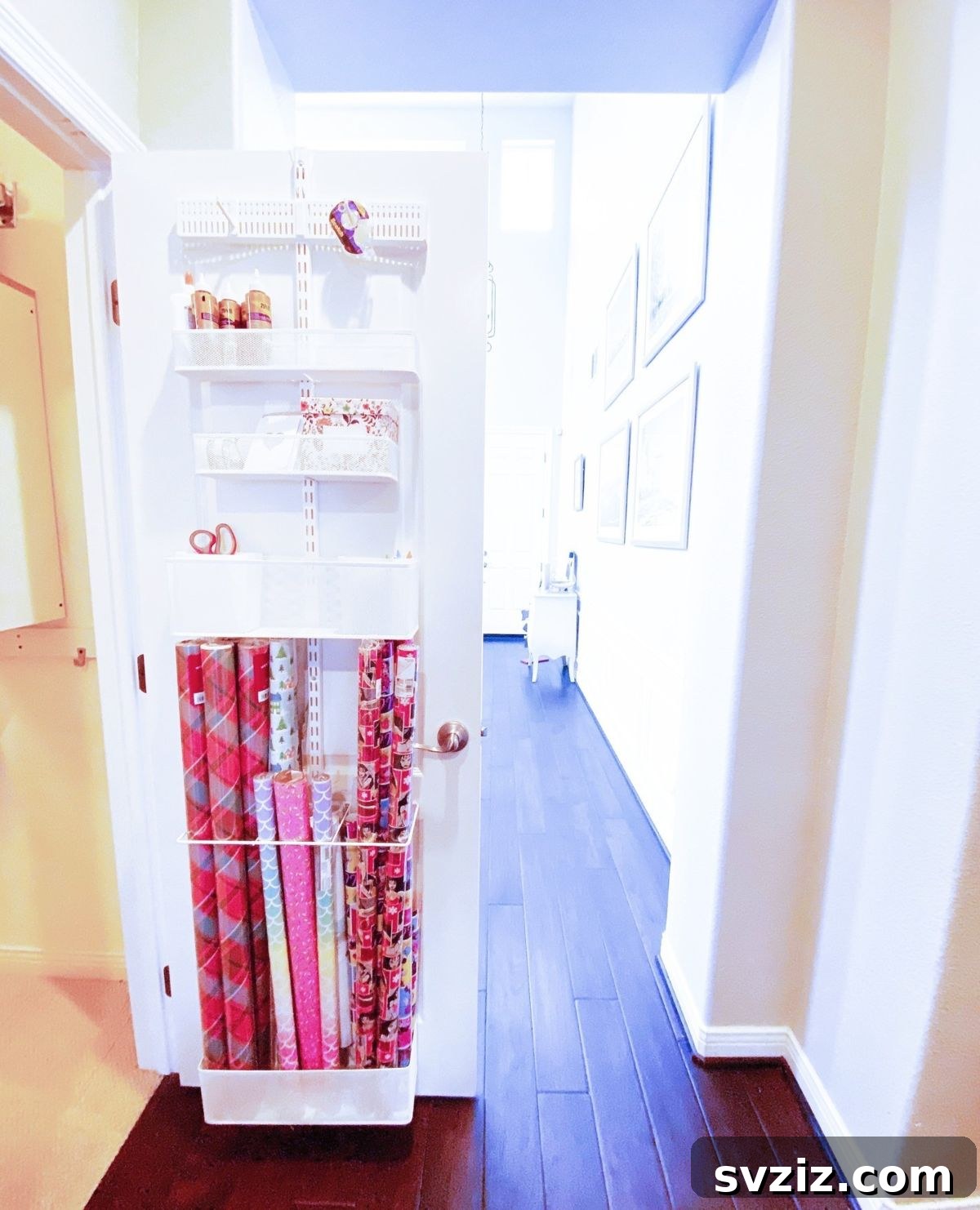 17 Ingenious Hanging Organizers to Maximize Vertical Space 9 Gift wrap storage on closet door
