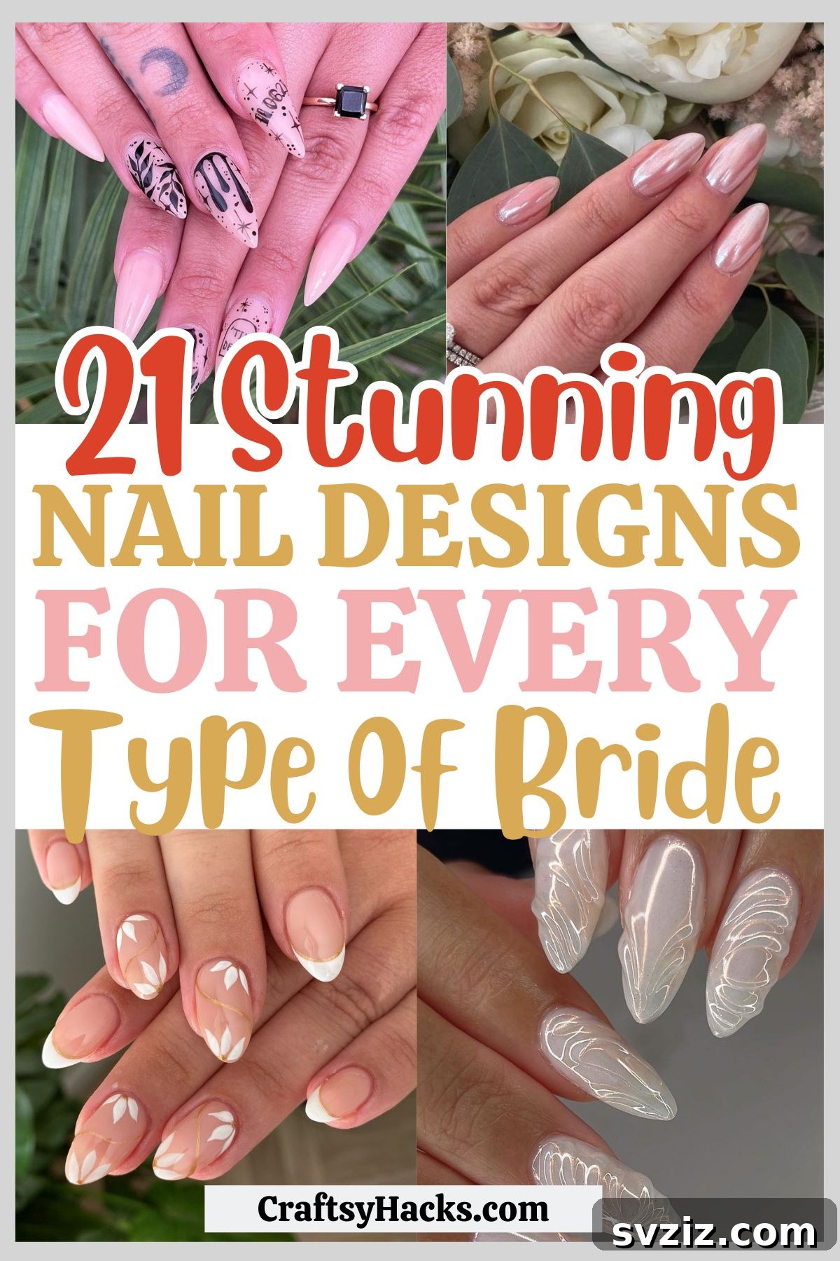 Stunning Bridal Nail Art Inspiration 2 Elegant wedding nail designs featuring various styles and embellishments to inspire your bridal look