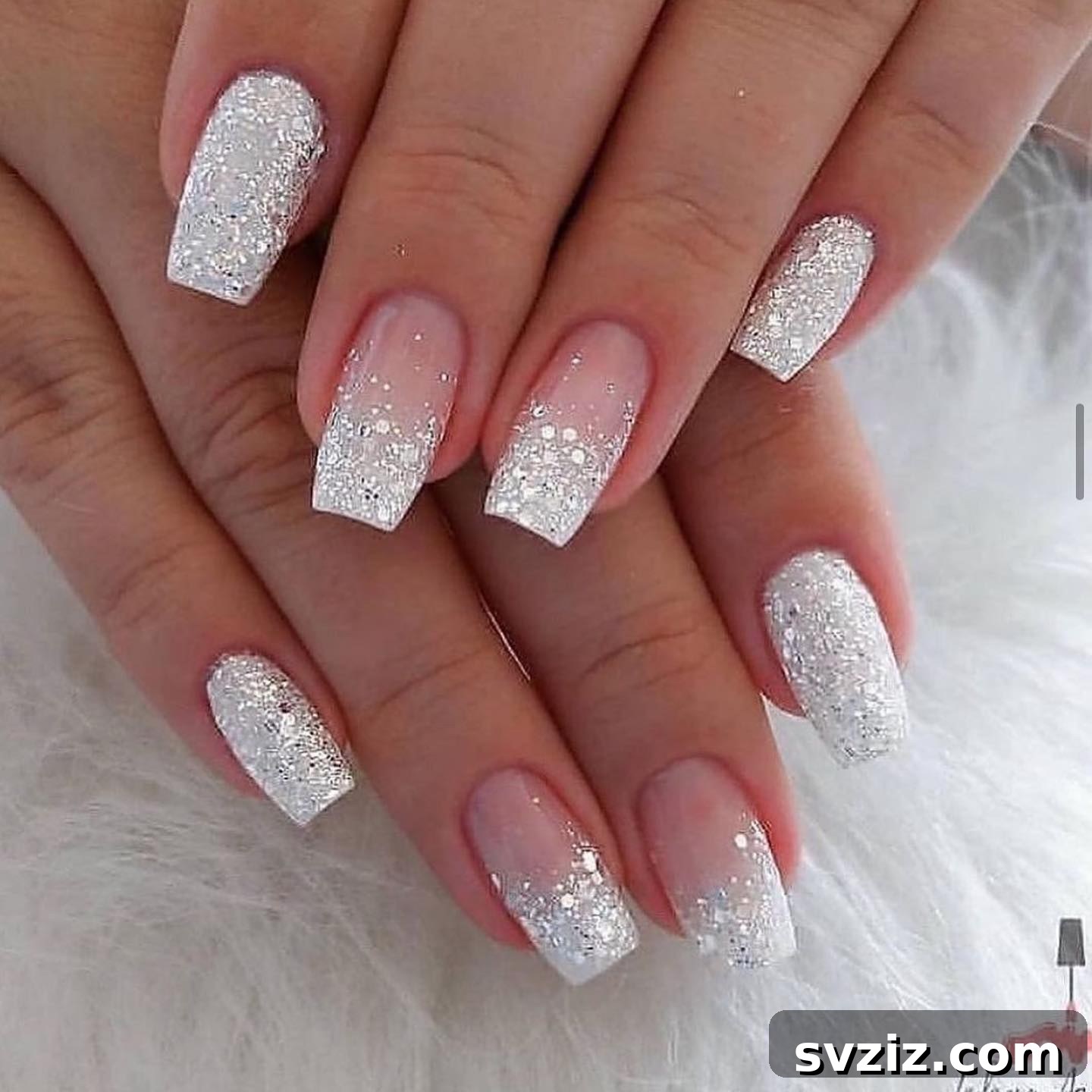 Stunning Bridal Nail Art Inspiration 19 Dazzling sparkly silver wedding nails for a touch of glamour