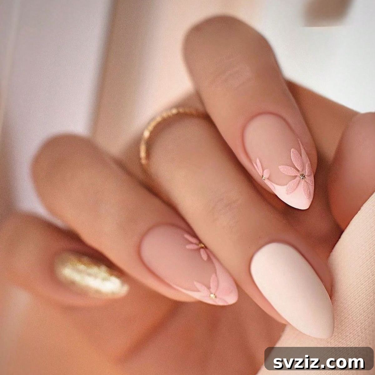 Stunning Bridal Nail Art Inspiration 23 Romantic pink floral wedding nail art with delicate blossoms