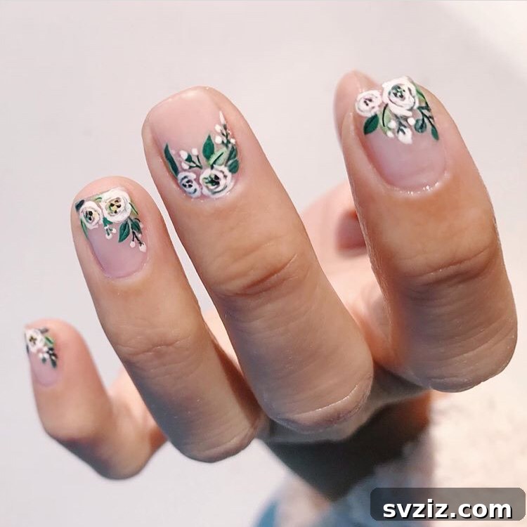 Stunning Bridal Nail Art Inspiration 39 Vibrant and realistic fun floral wedding nails, ideal for an outdoor setting