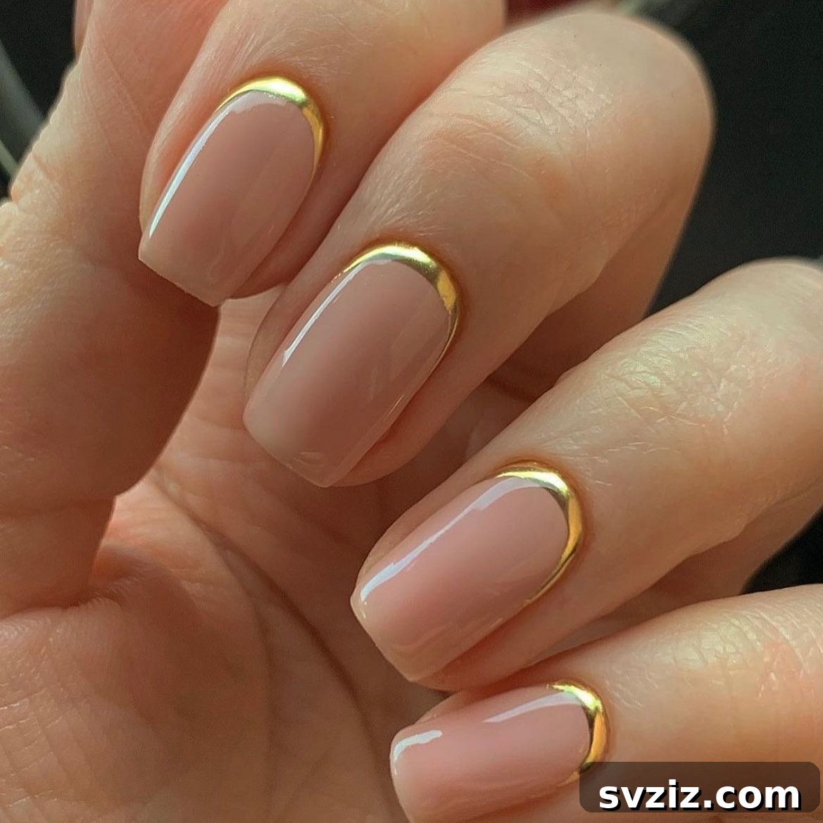 Stunning Bridal Nail Art Inspiration 5 Romantic soft pink nails with elegant gold detailing for a wedding