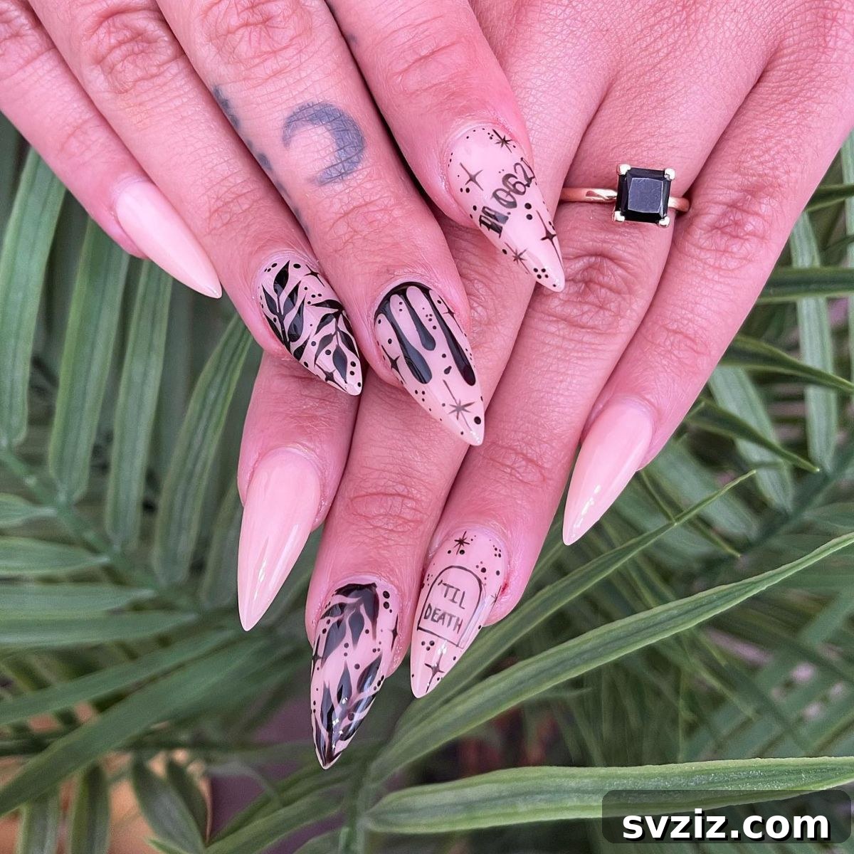 Stunning Bridal Nail Art Inspiration 41 Bold black and white wedding nails with a unique, non-traditional design