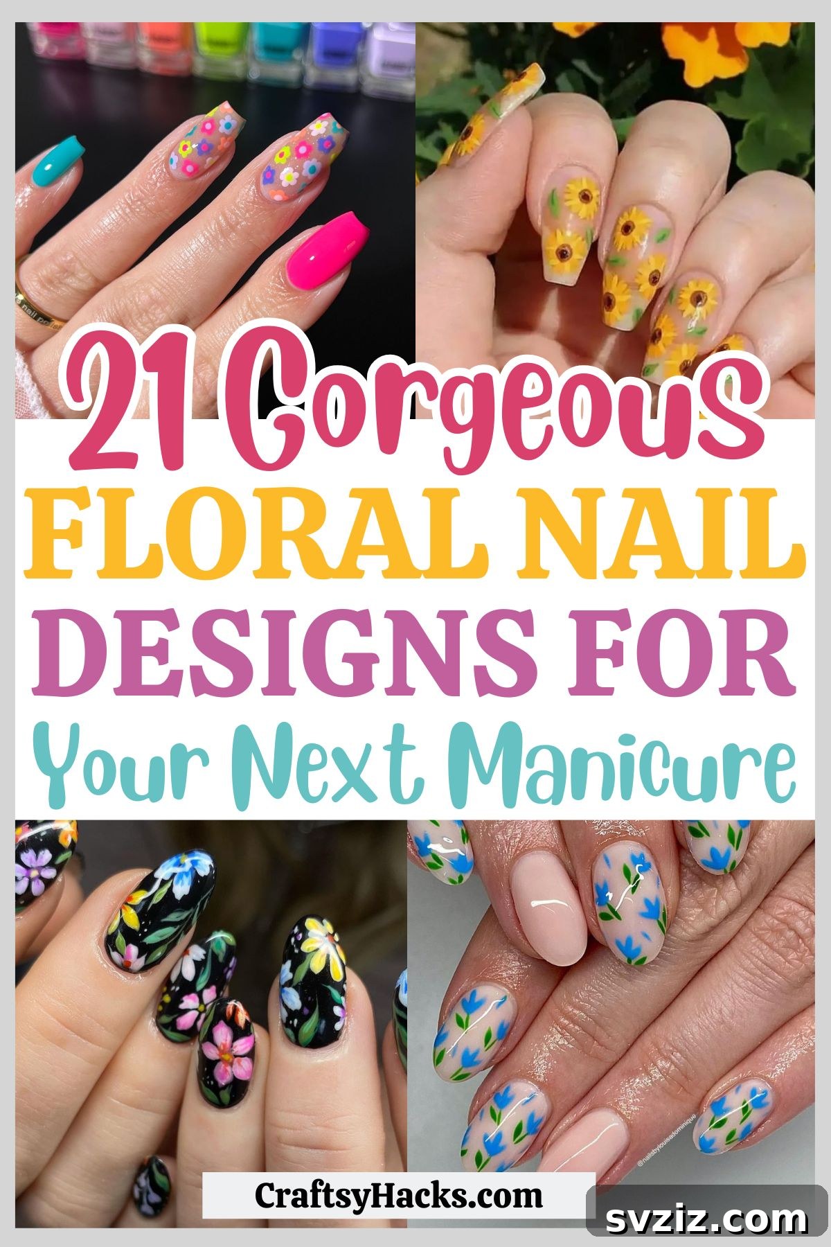 41 Stunning Floral Manicure Ideas to Blossom Your Look 2 floral nail designs