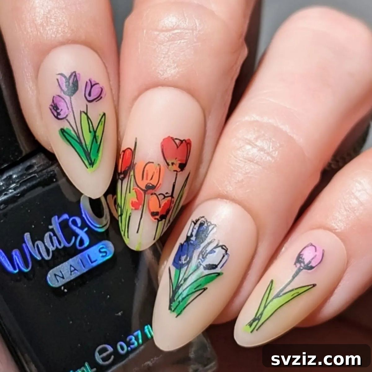 41 Stunning Floral Manicure Ideas to Blossom Your Look 13 Tulip Nail Art