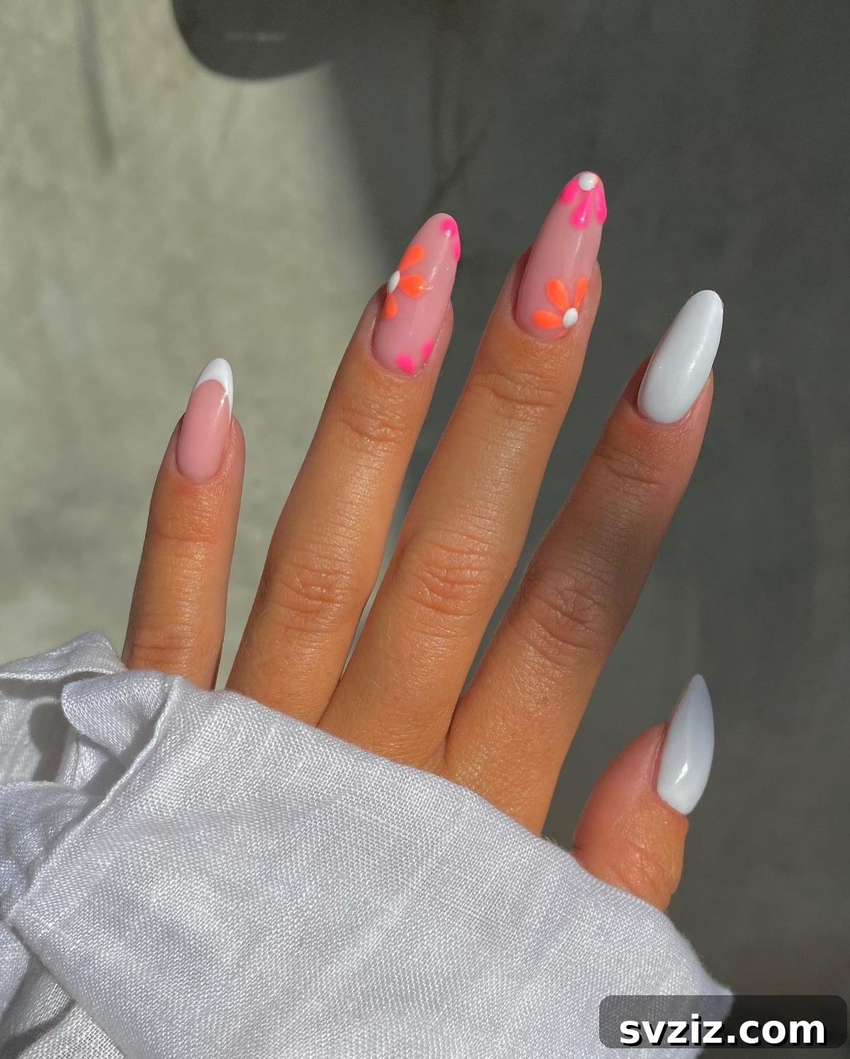 41 Stunning Floral Manicure Ideas to Blossom Your Look 3 Spring Mixed Mani