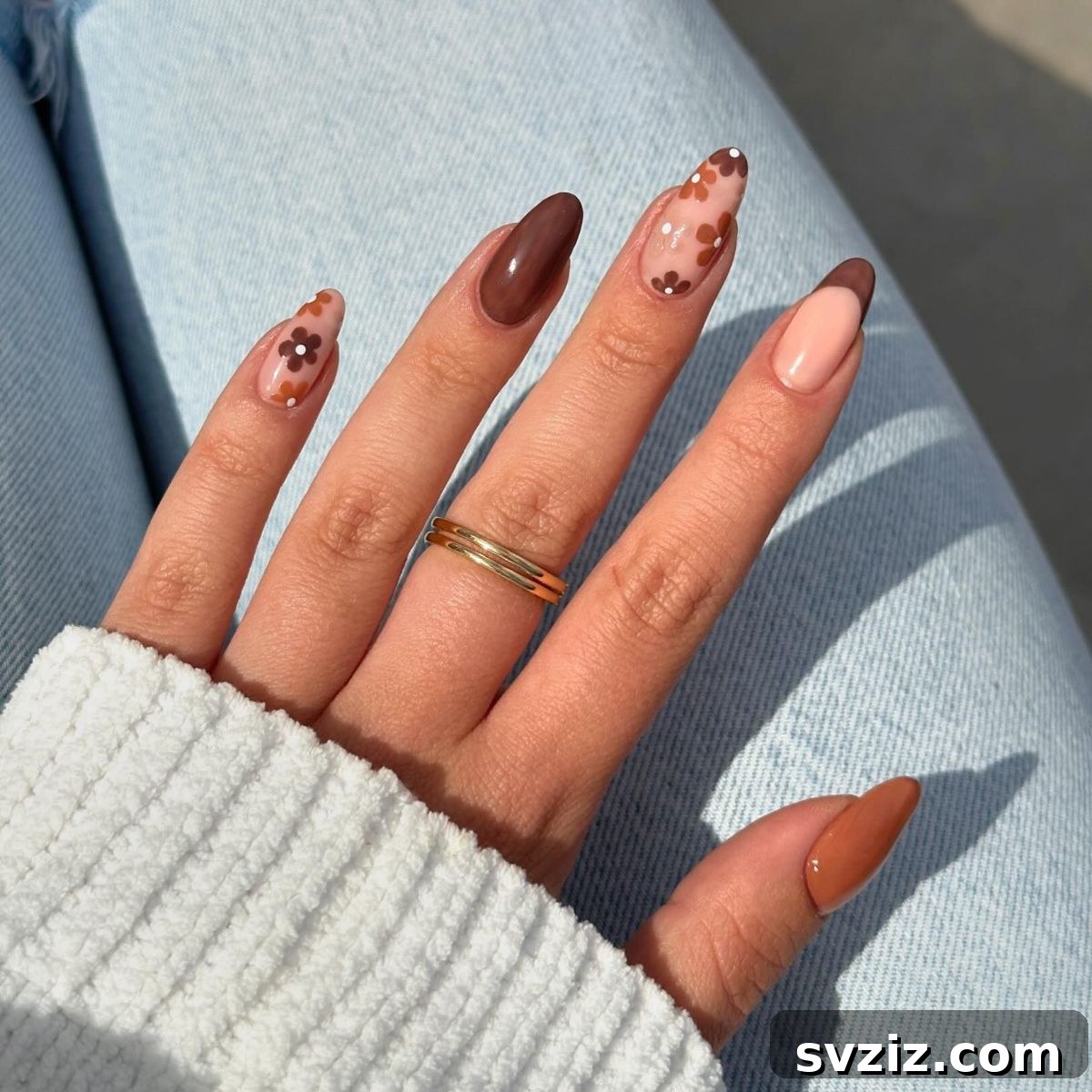 41 Stunning Floral Manicure Ideas to Blossom Your Look 22 chocolate floral nails