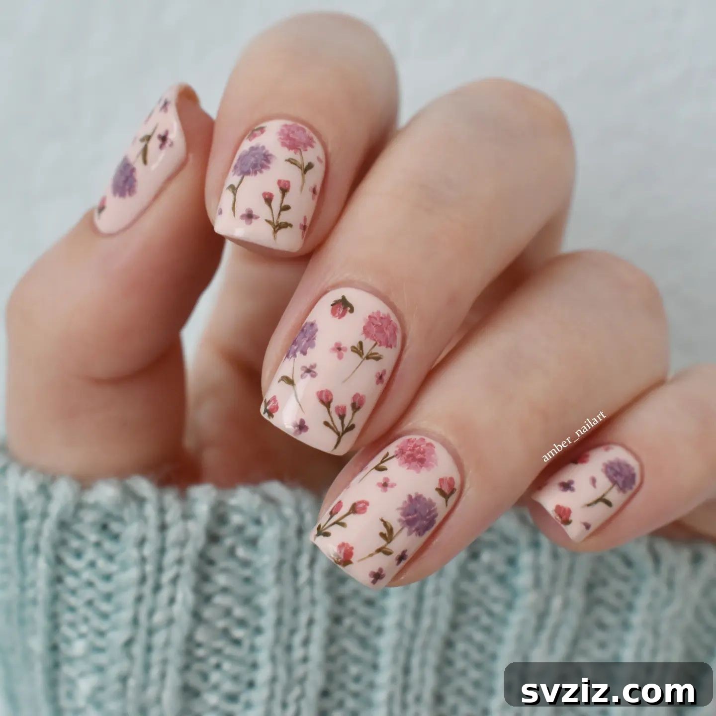 41 Stunning Floral Manicure Ideas to Blossom Your Look 4 Delicate Puff Flowers
