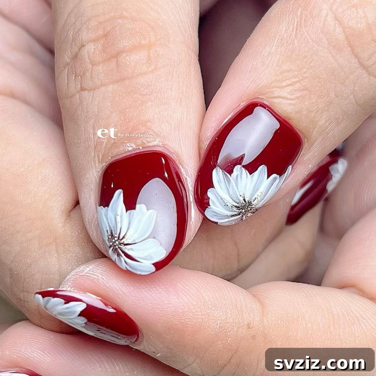 41 Stunning Floral Manicure Ideas to Blossom Your Look 34 red wine nails with flowers