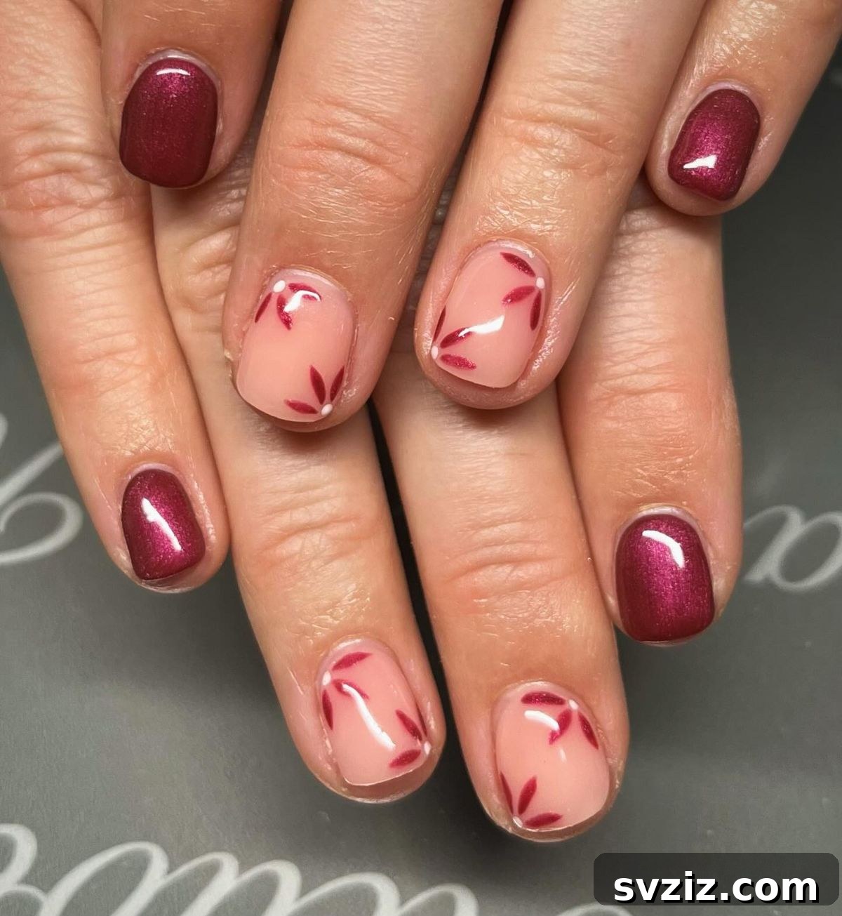 41 Stunning Floral Manicure Ideas to Blossom Your Look 38 Burgundy Floral nails