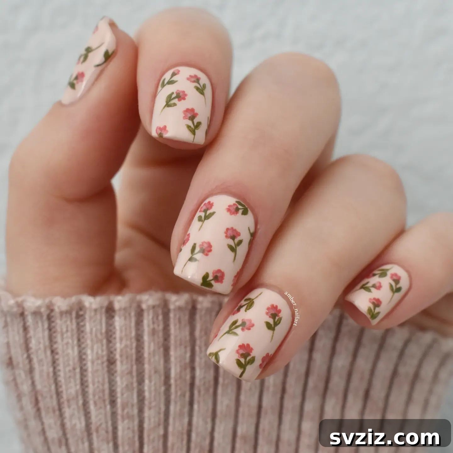 41 Stunning Floral Manicure Ideas to Blossom Your Look 9 Delicate Pink Florals