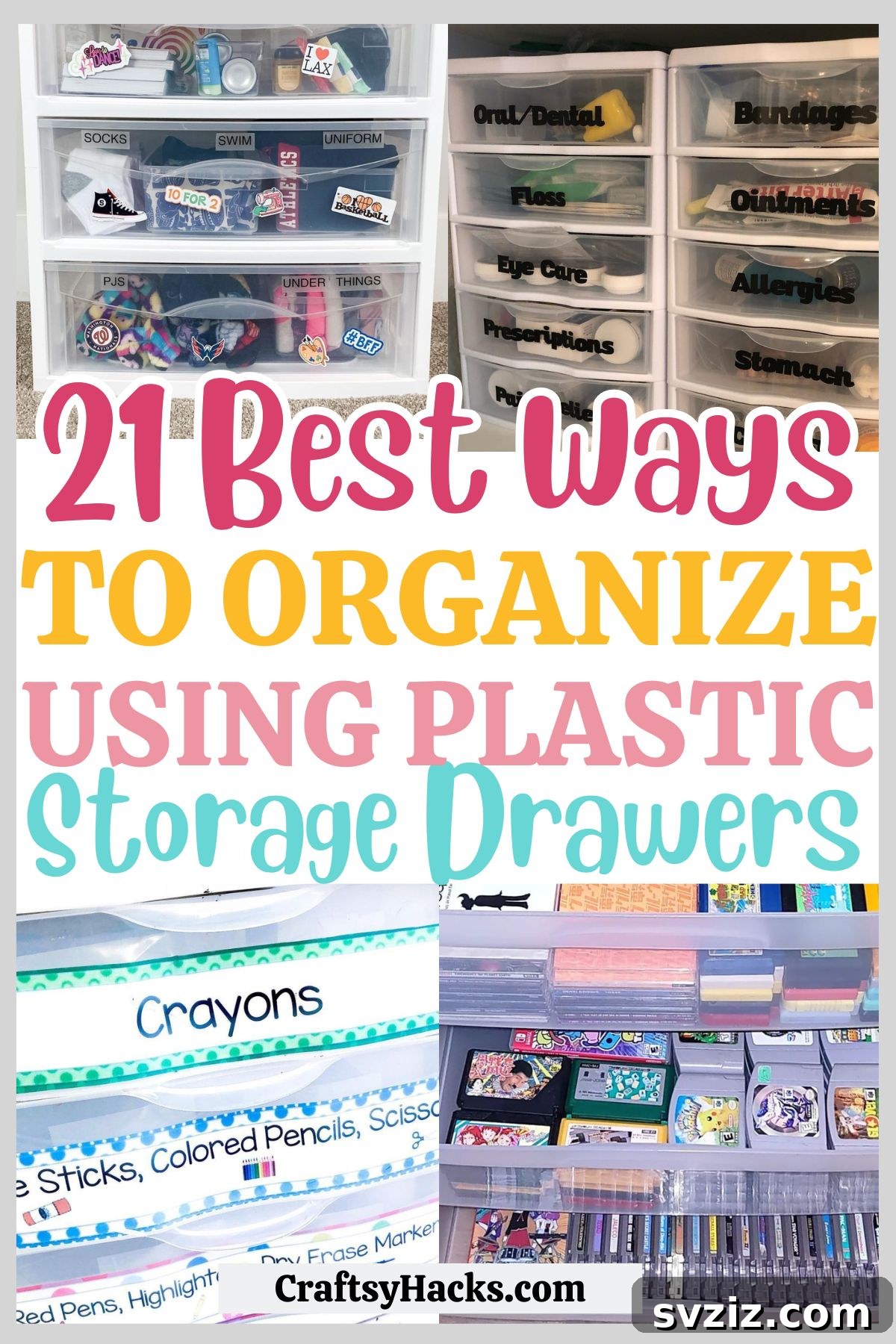 ideas to organize with plastic storage drawers