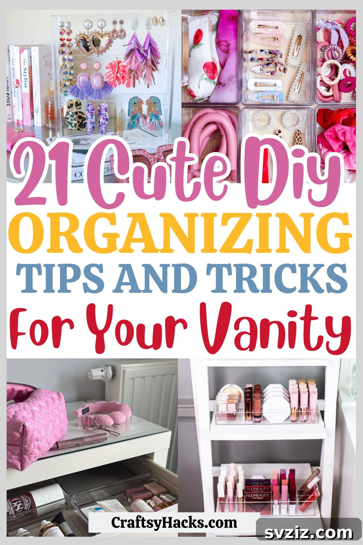21 Ingenious Vanity Organization Hacks for a Tidy Space 2 Vanity Organizing Ideas: A collection of beauty essentials neatly arranged in various organizers on a modern vanity desk.