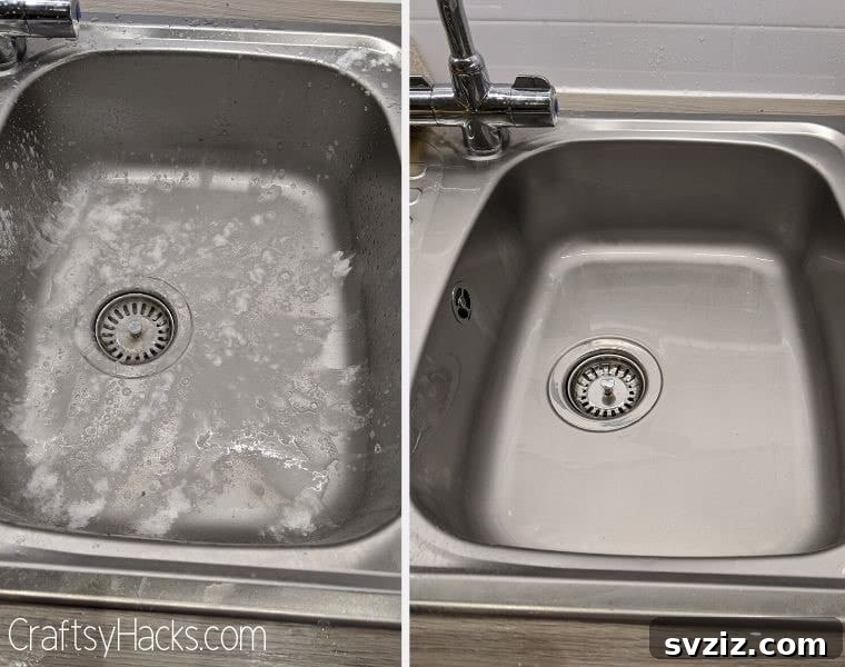 Cleaning and deodorizing a kitchen sink with baking soda and vinegar