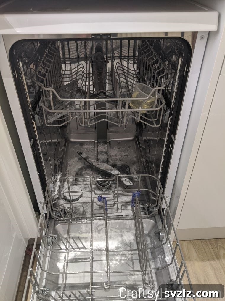 Disinfecting a dishwasher naturally with vinegar and baking soda