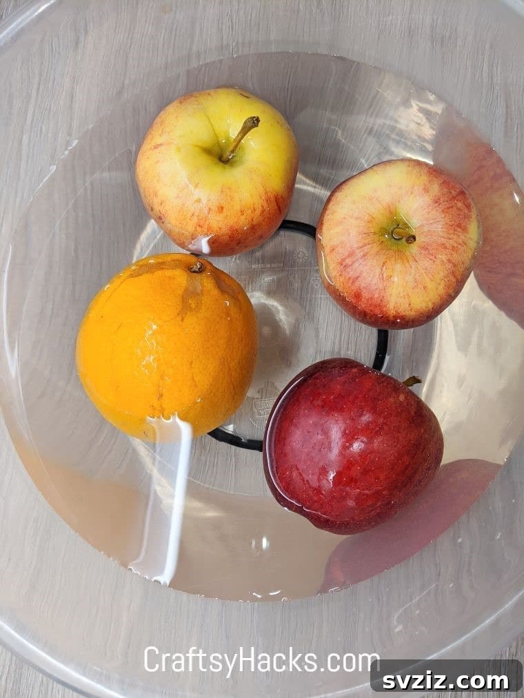 Washing fresh fruits and vegetables with baking soda to remove pesticides
