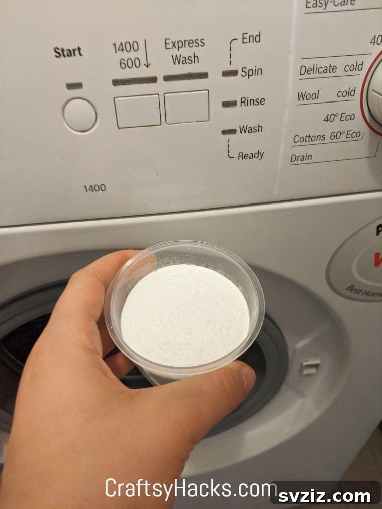 Adding baking soda to laundry to brighten whites and boost detergent