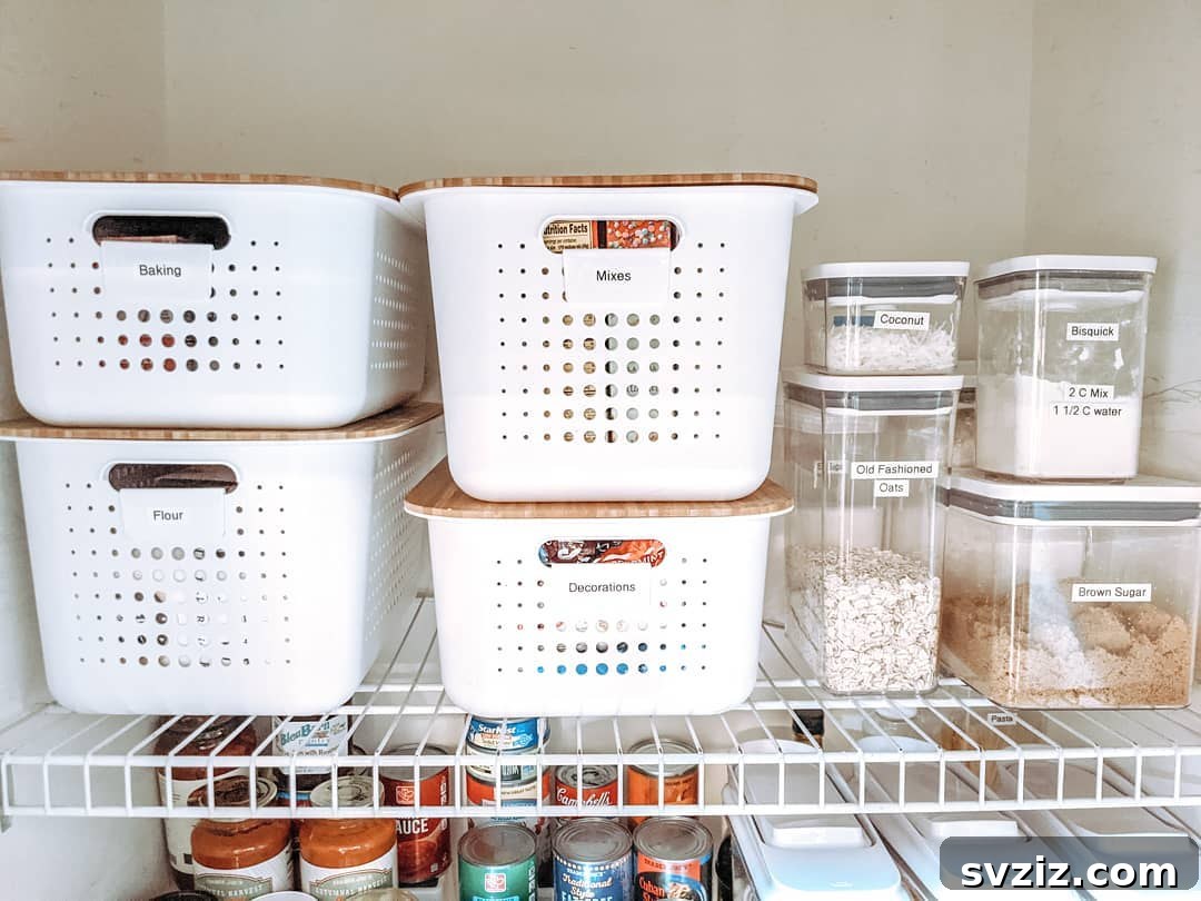 21 Genius Vertical Pantry Hacks for Ultimate Organization 14 Efficient stacking storage bins with lids for maximizing vertical space on pantry shelves, keeping items organized and contained.
