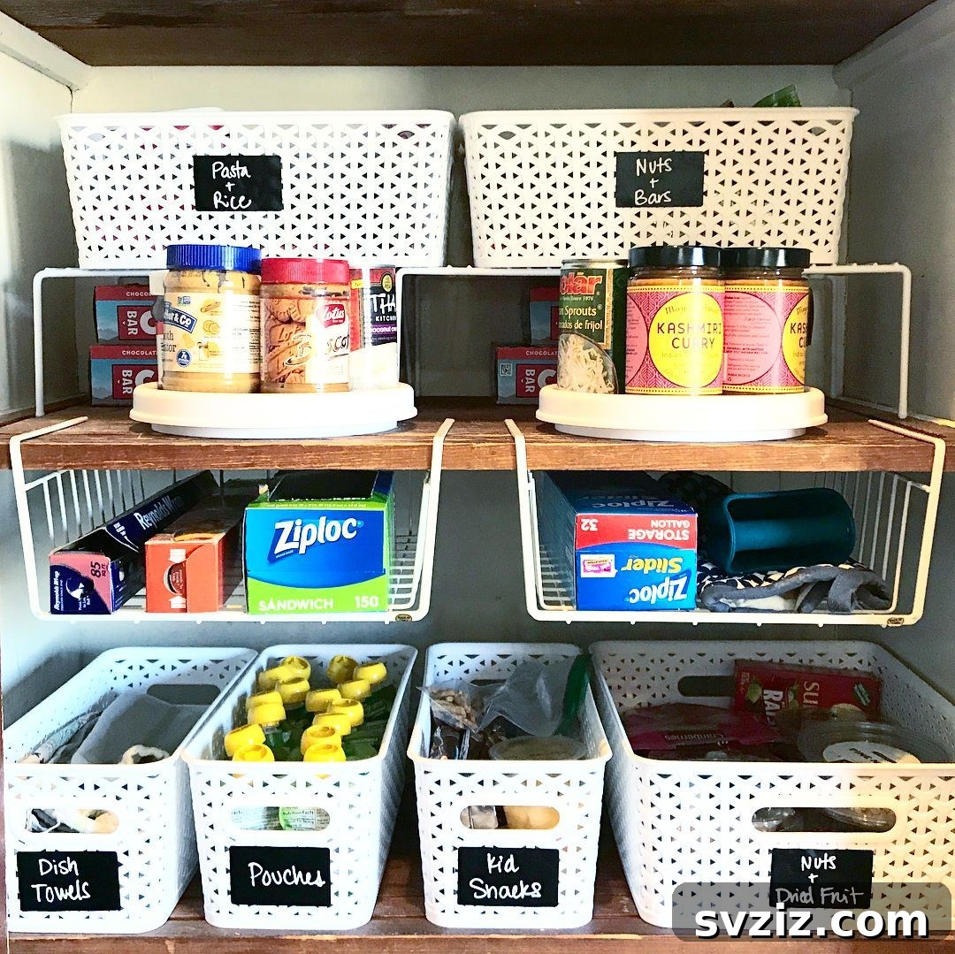 21 Genius Vertical Pantry Hacks for Ultimate Organization 18 Ingenious under-shelf drawers creating new vertical storage by utilizing dead space beneath existing pantry shelves.