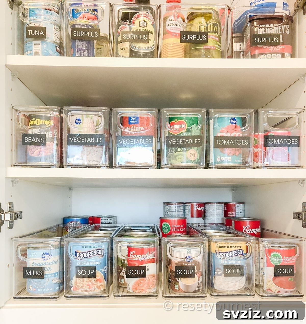 21 Genius Vertical Pantry Hacks for Ultimate Organization 20 Clear acrylic dividers organizing pantry shelves, keeping items neatly separated and visible for easy access.