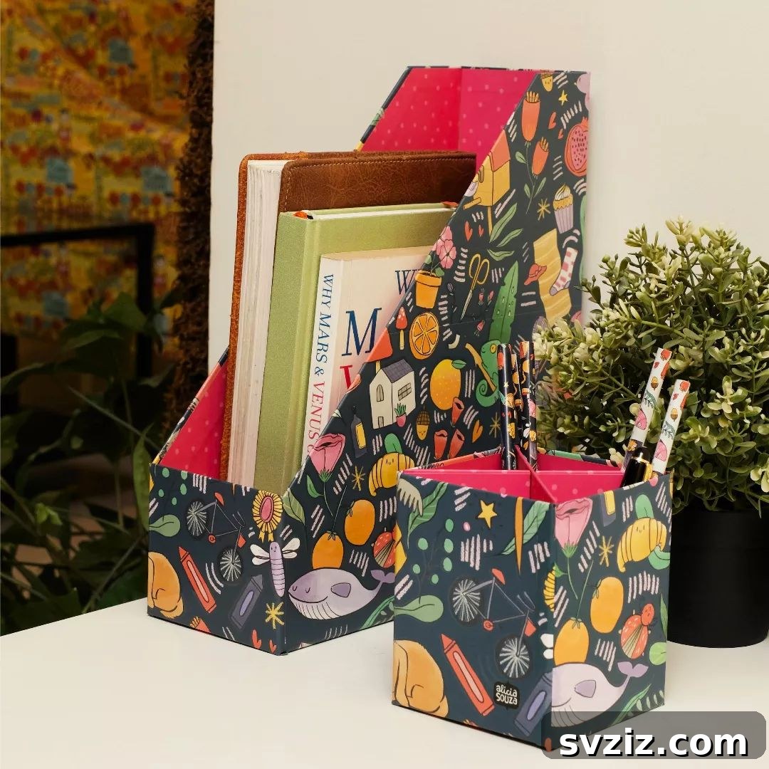 21 Genius Cardboard Hacks for an Organized Home 13 Customizable Cardboard Desk Organizer and Pen Stand as a DIY Gift