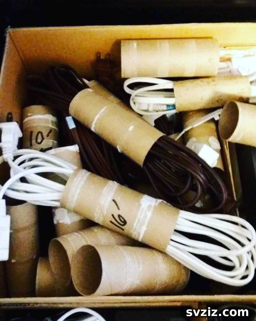 21 Genius Cardboard Hacks for an Organized Home 14 Repurposed Cardboard Tubes for Tangle-Free Wire Organization