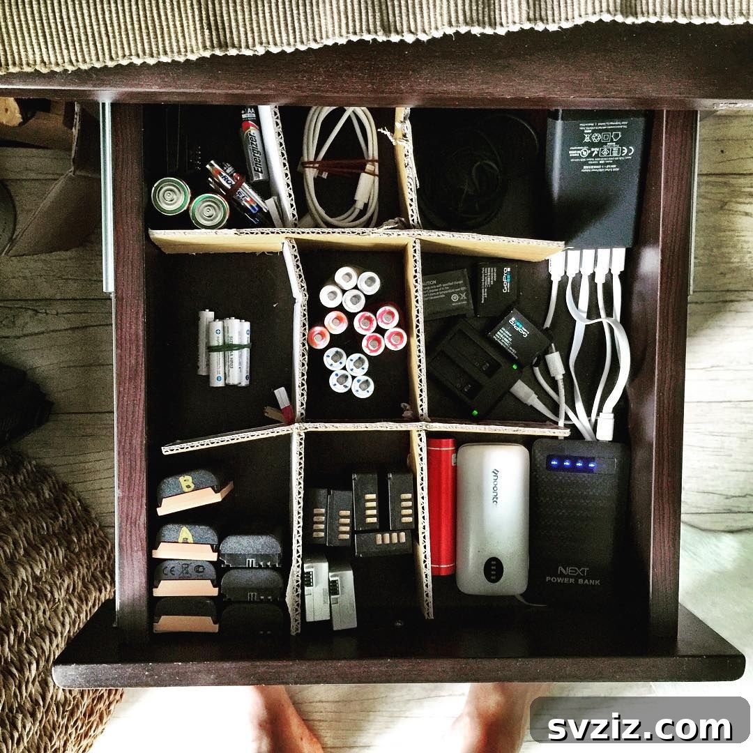 21 Genius Cardboard Hacks for an Organized Home 18 Safe and Organized Cardboard Battery Storage with Dividers